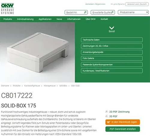 Beispiel Produktseite C8017222 - Zeichnungen 2D/3D herunterladen